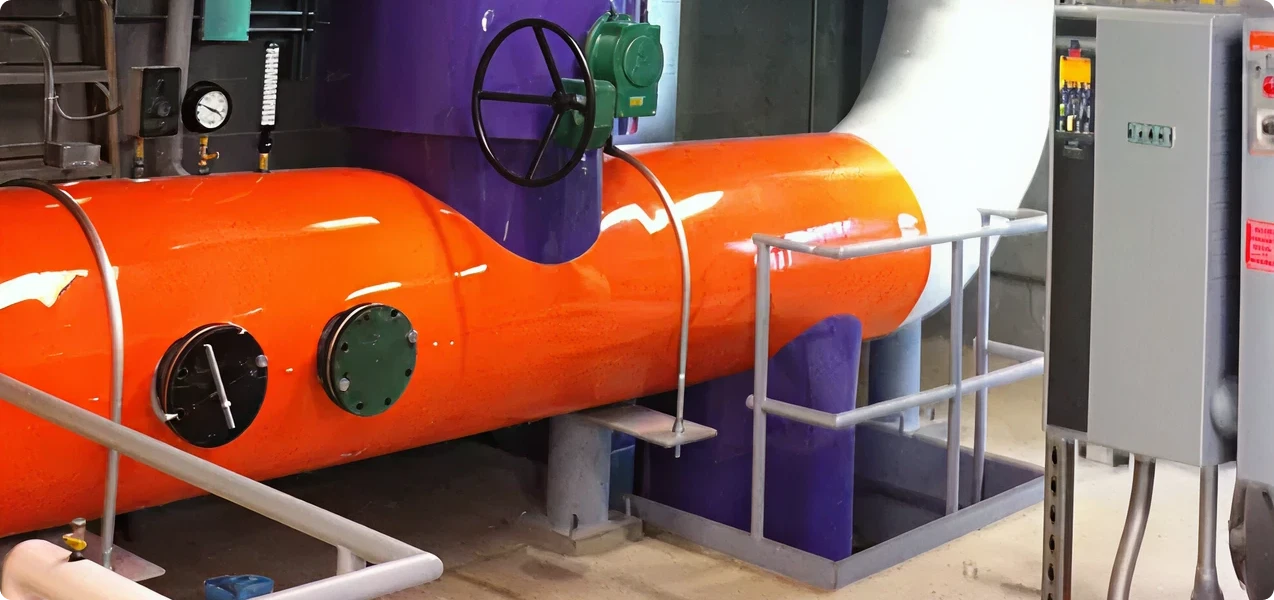 Bright orange and purple industrial piping